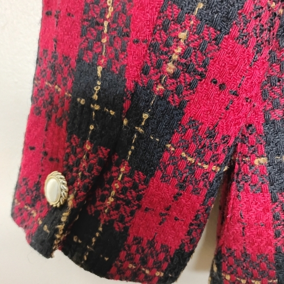 Talbots Red Plaid Wool Blazer 8P | Heritage Preppy Old Money Holiday Classic - Picture 7 of 9